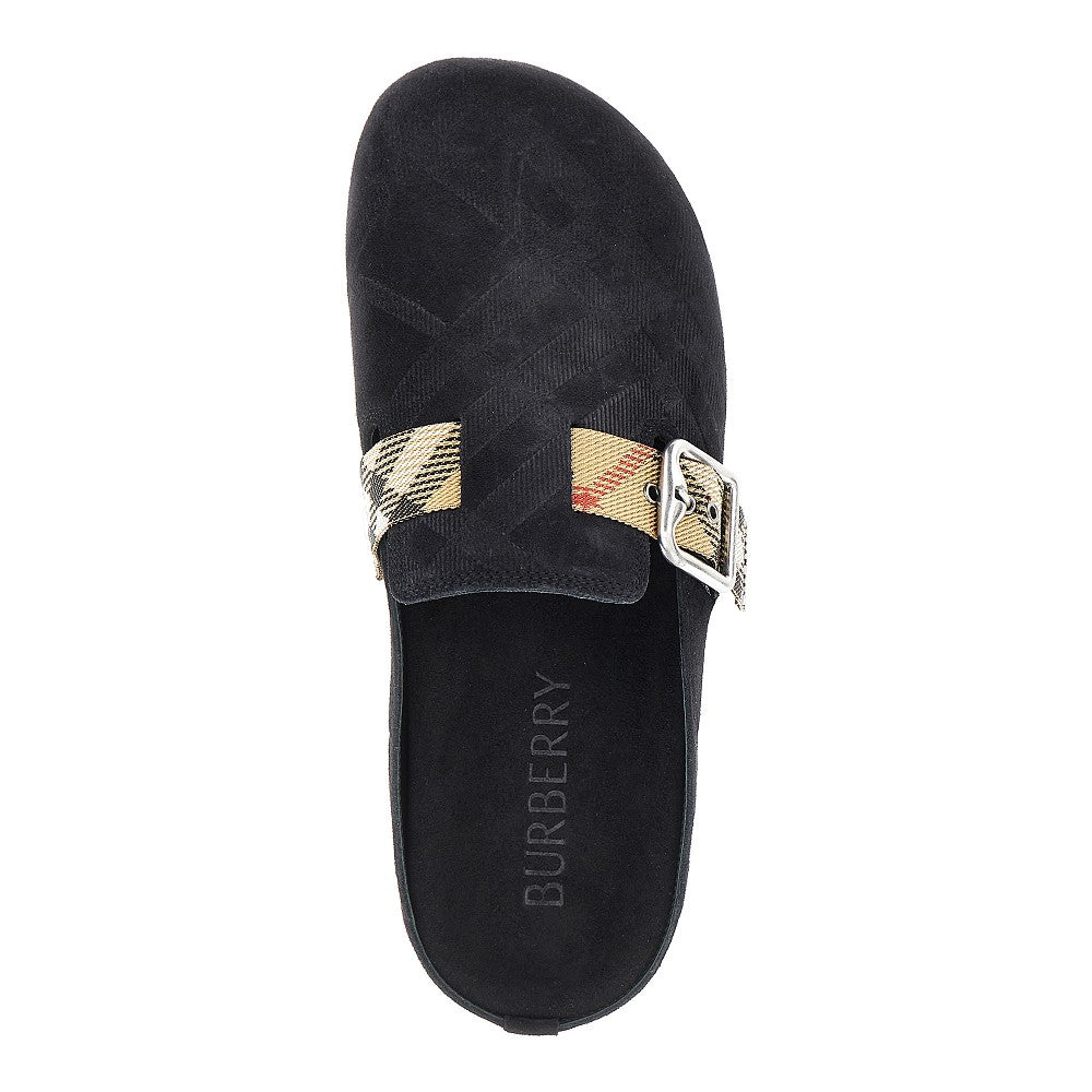 'Urchin' Check suede leather clogs