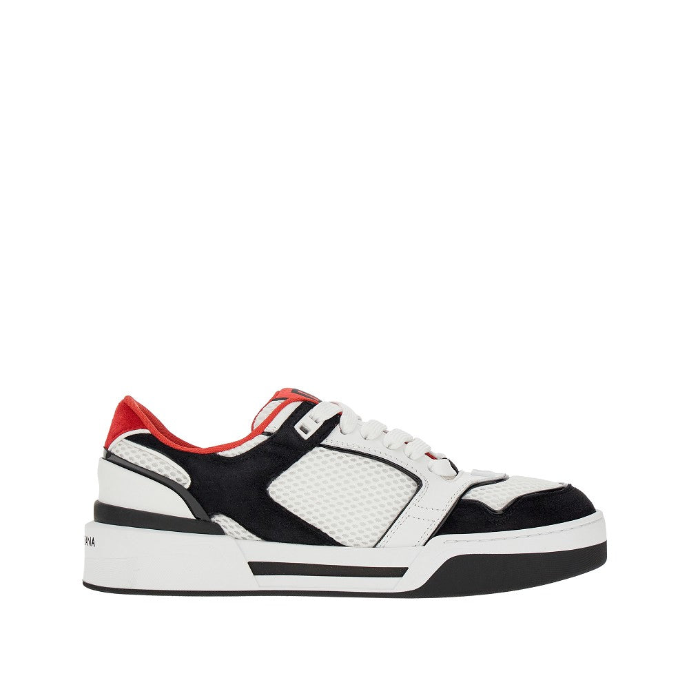 Net and leather sneakers