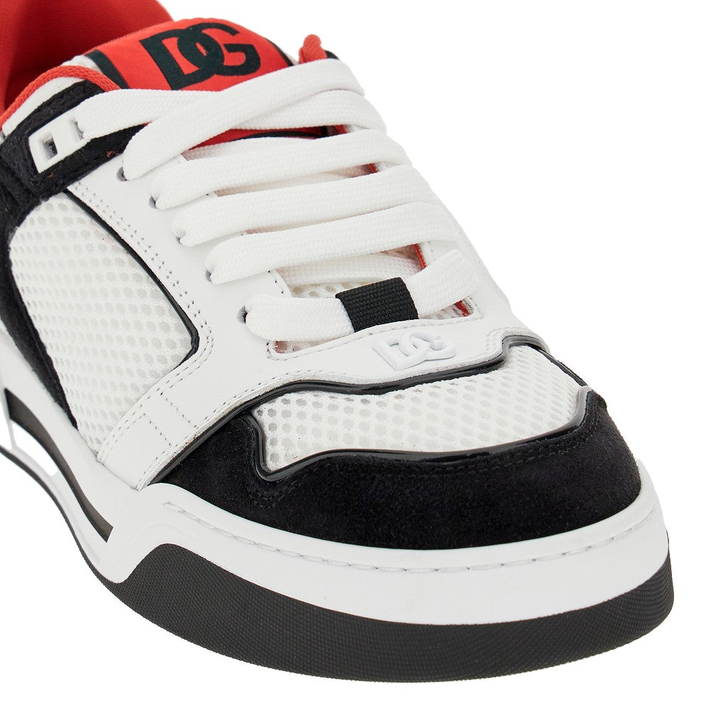 Net and leather sneakers