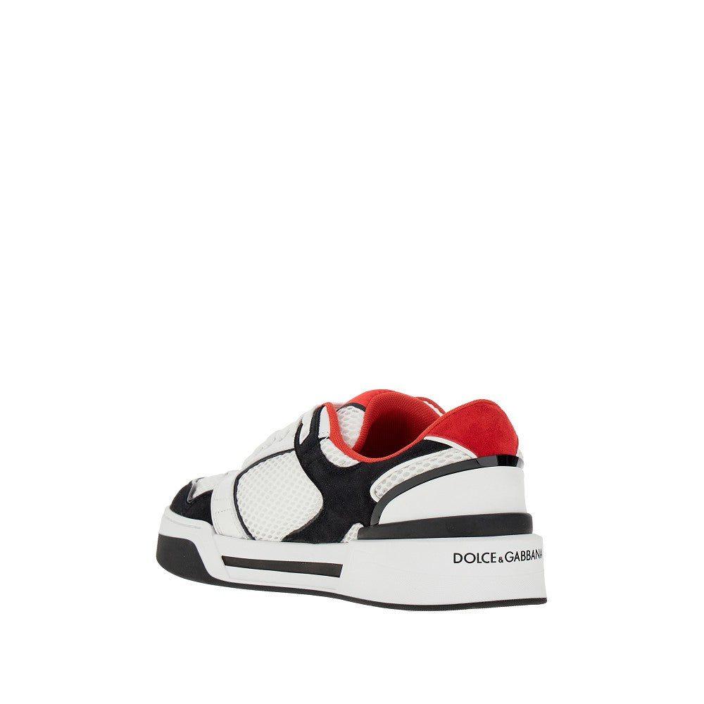 Net and leather sneakers