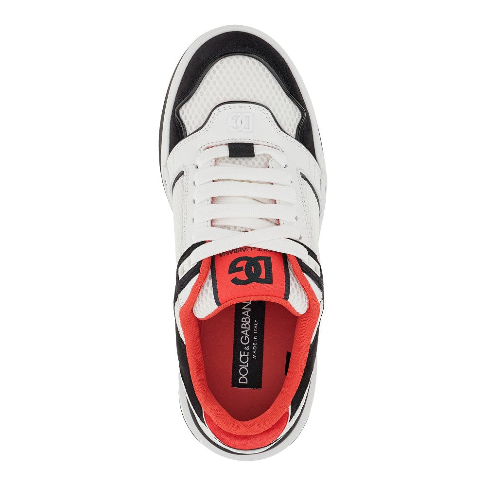 Net and leather sneakers