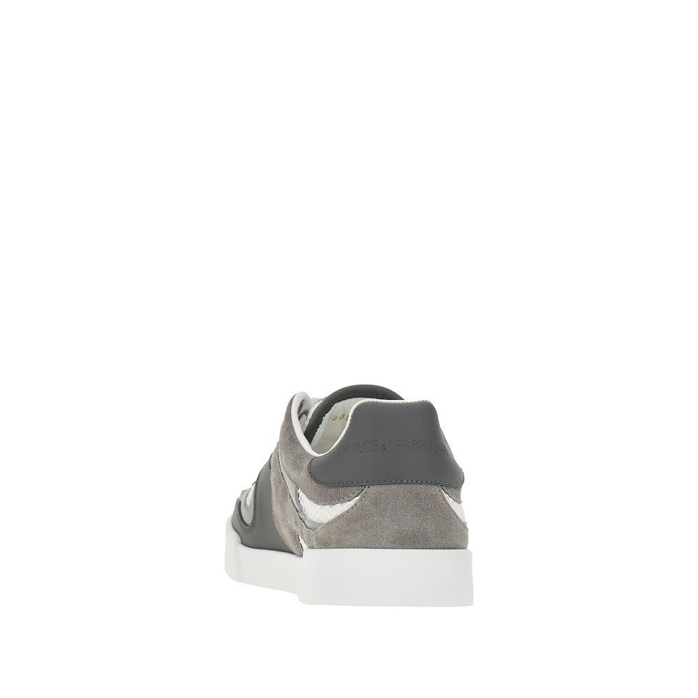 Leather and net sneakers