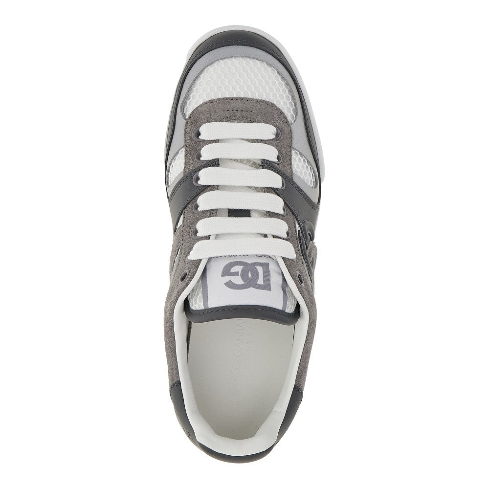 Leather and net sneakers