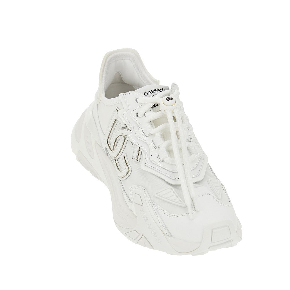'Day Faster' leather and fabric sneakers