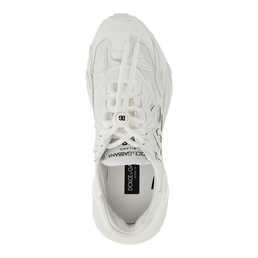'Day Faster' leather and fabric sneakers