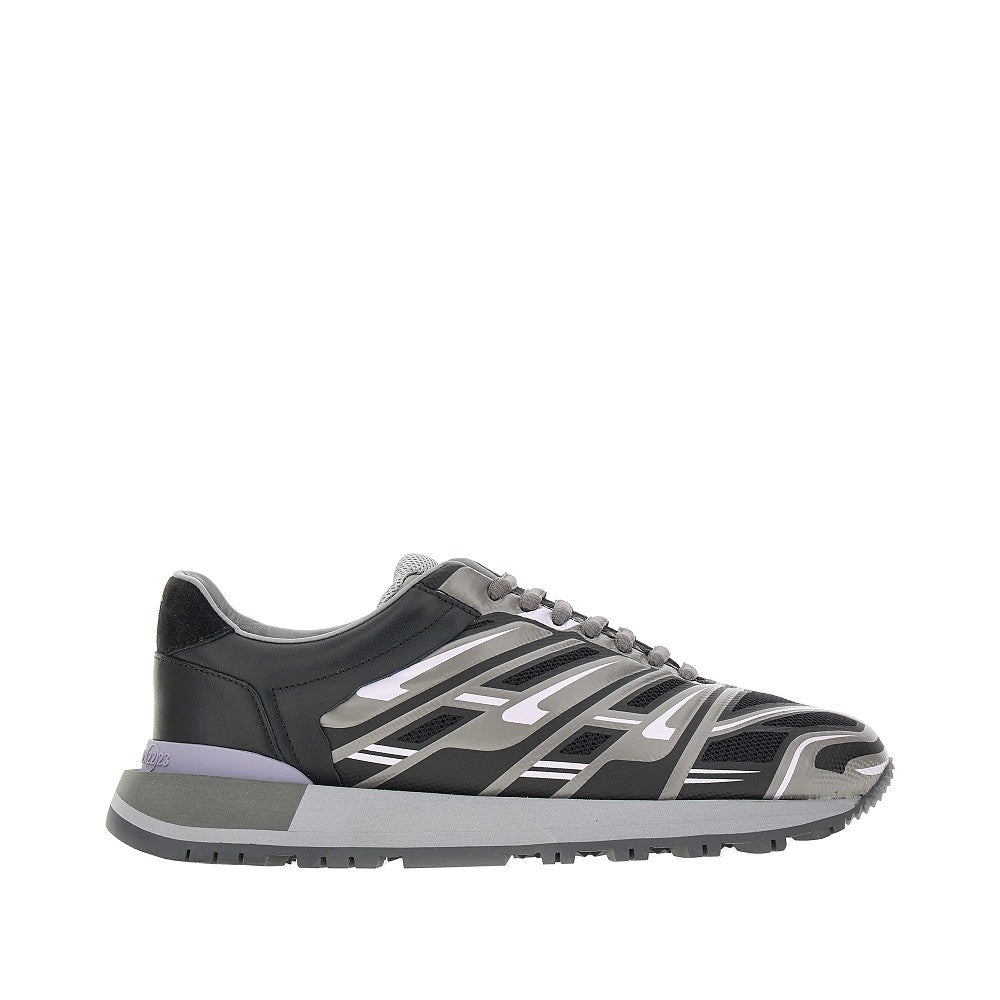 Sneakers in mesh con dettagli in pelle