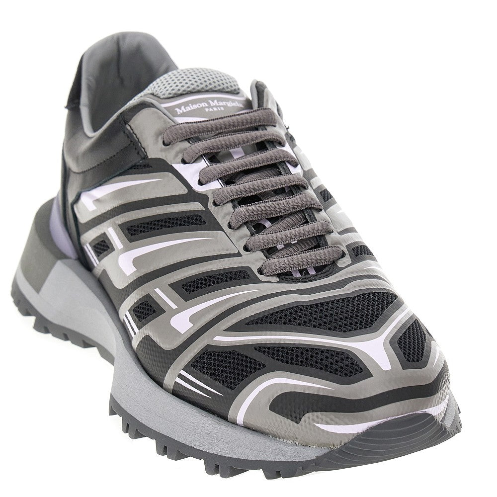 Sneakers in mesh con dettagli in pelle