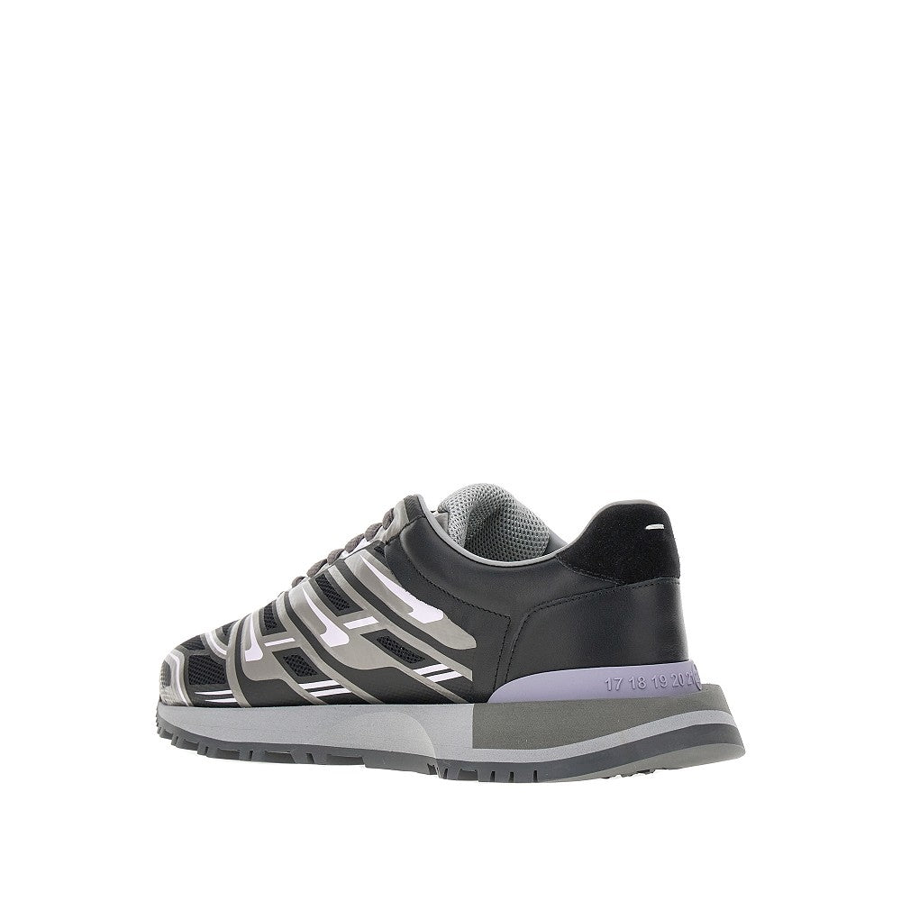 Sneakers in mesh con dettagli in pelle