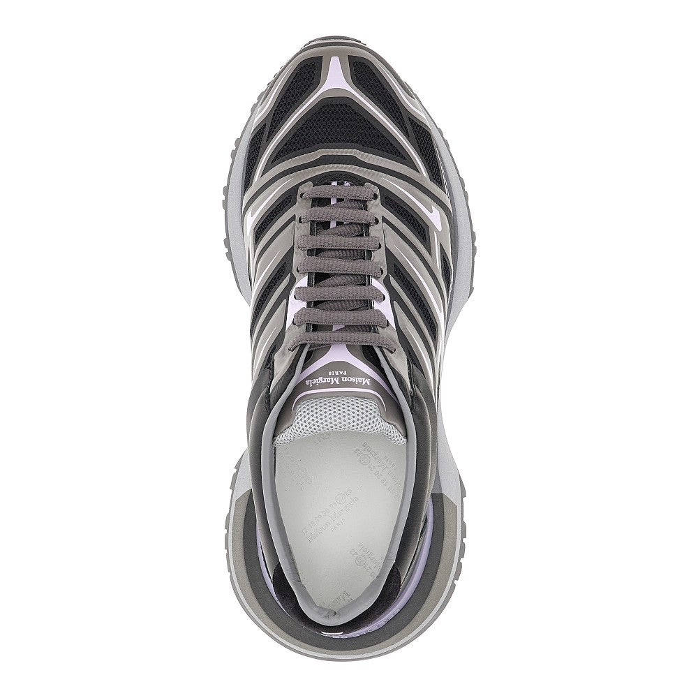 Sneakers in mesh con dettagli in pelle