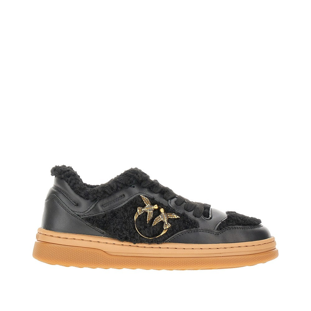 'Mandy' leather and faux fur sneakers