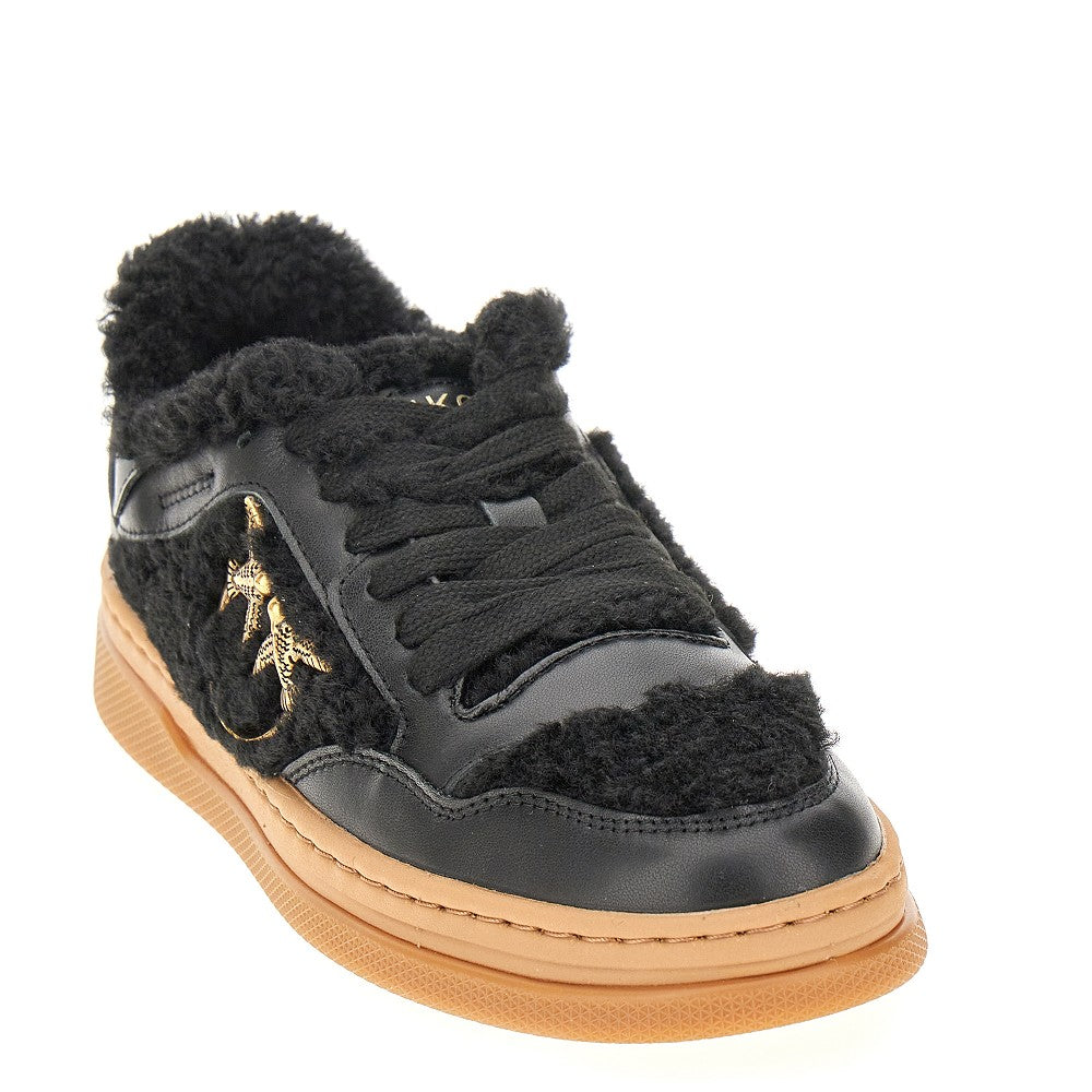 'Mandy' leather and faux fur sneakers