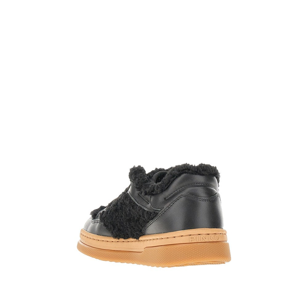 'Mandy' leather and faux fur sneakers