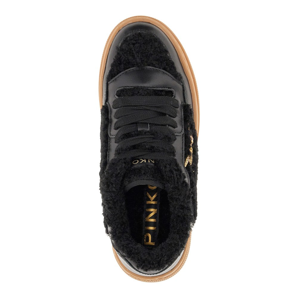 'Mandy' leather and faux fur sneakers