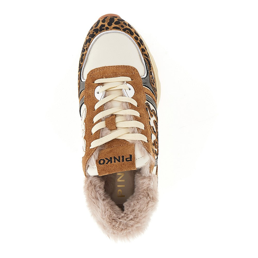 Sneakers in pelle con motivo animalier