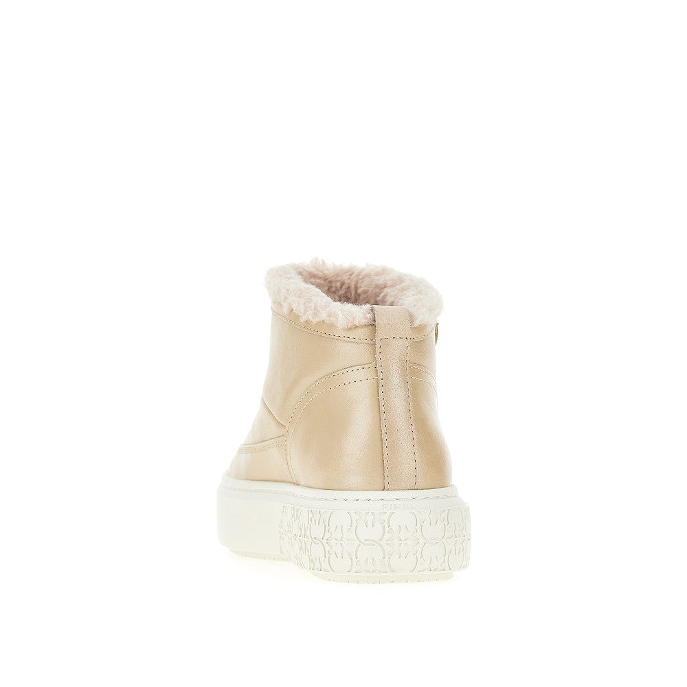 Laminated leather ankle boots