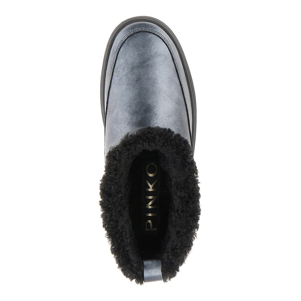 Laminated leather ankle boots