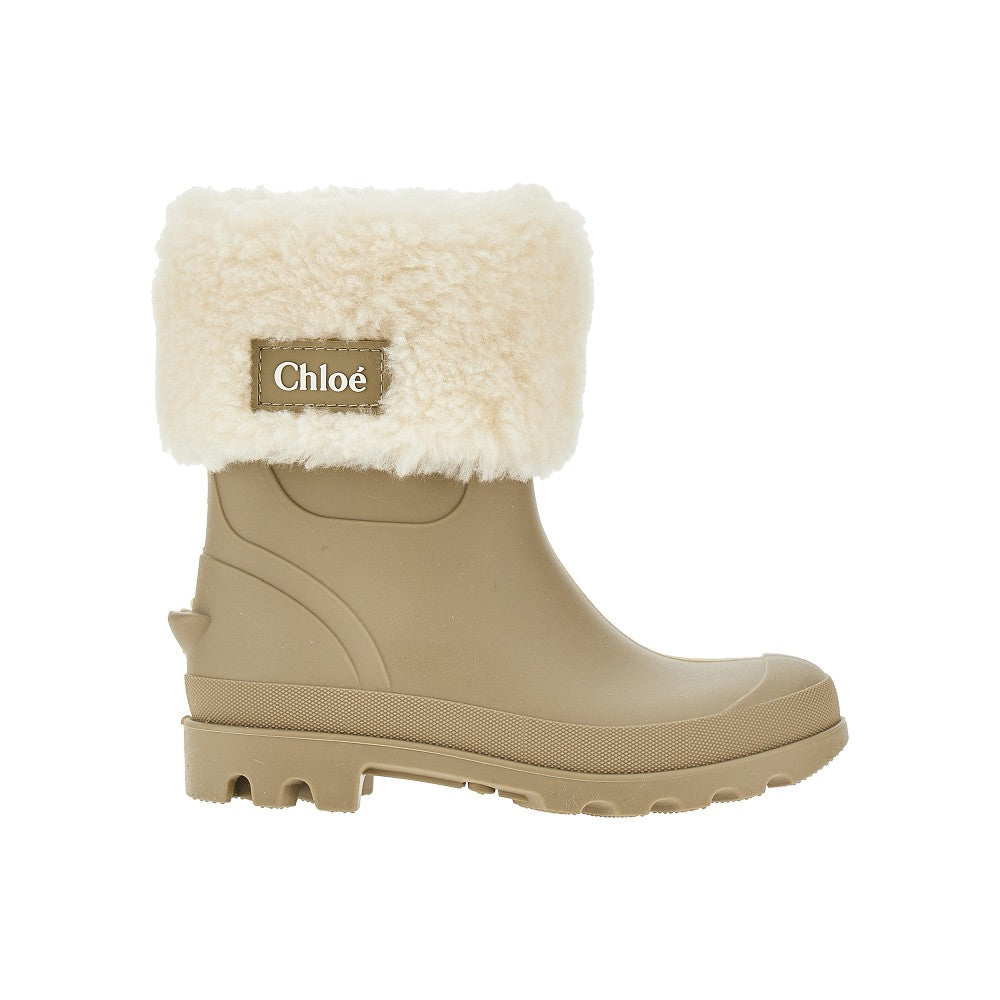 Rain boots with faux shearling cuff