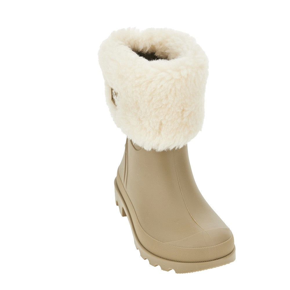 Rain boots with faux shearling cuff