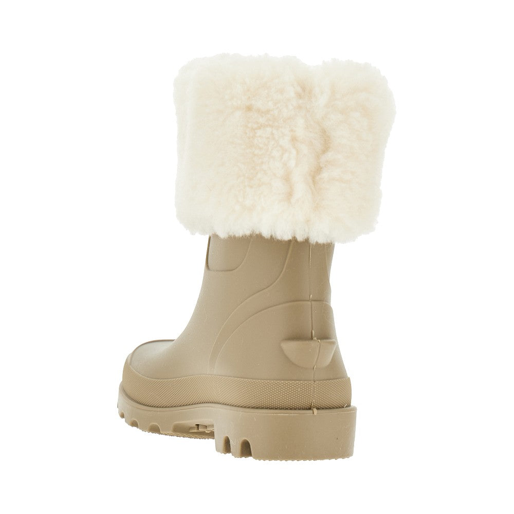 Rain boots with faux shearling cuff
