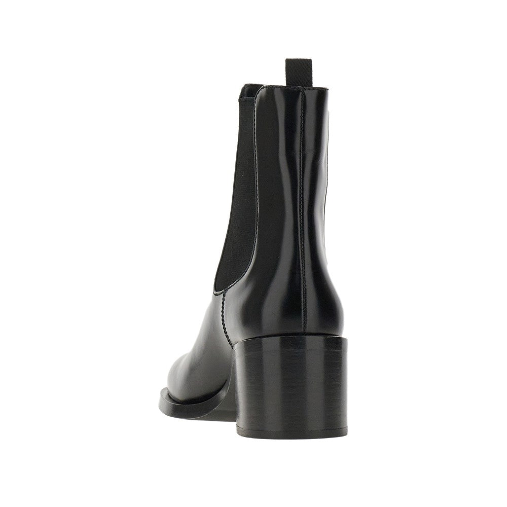 Spazzolato leather ankle boots with logo