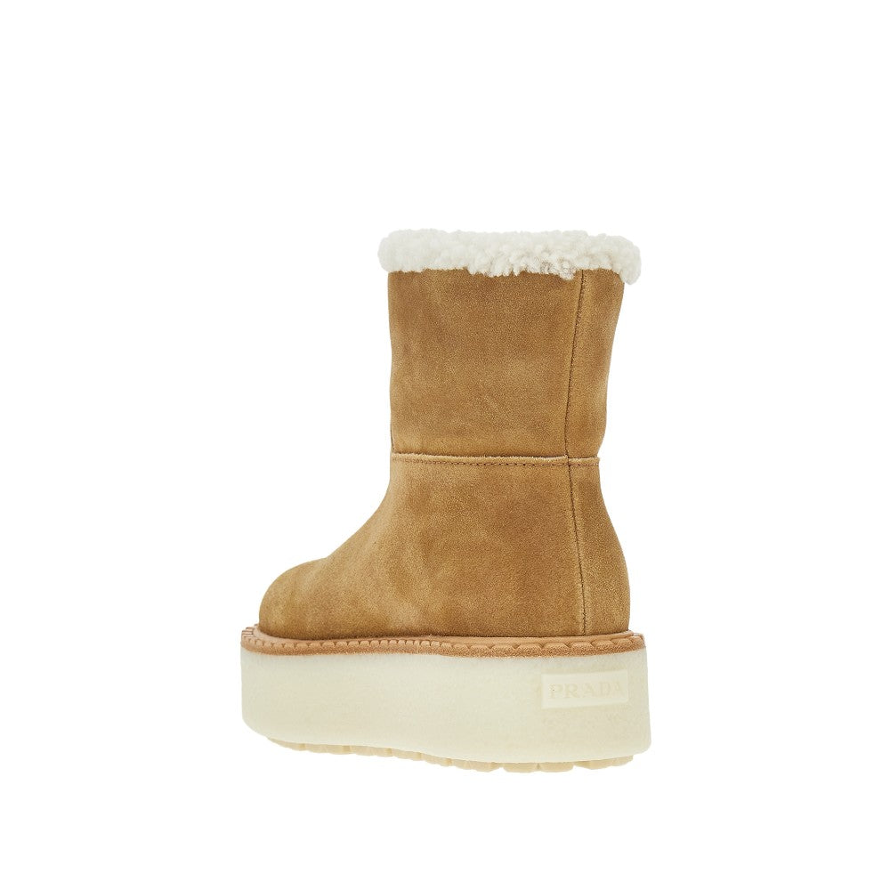 Suede leather and fur ankle boots