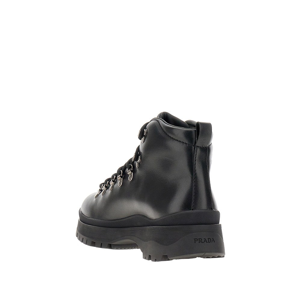 Lace-up leather ankle boots