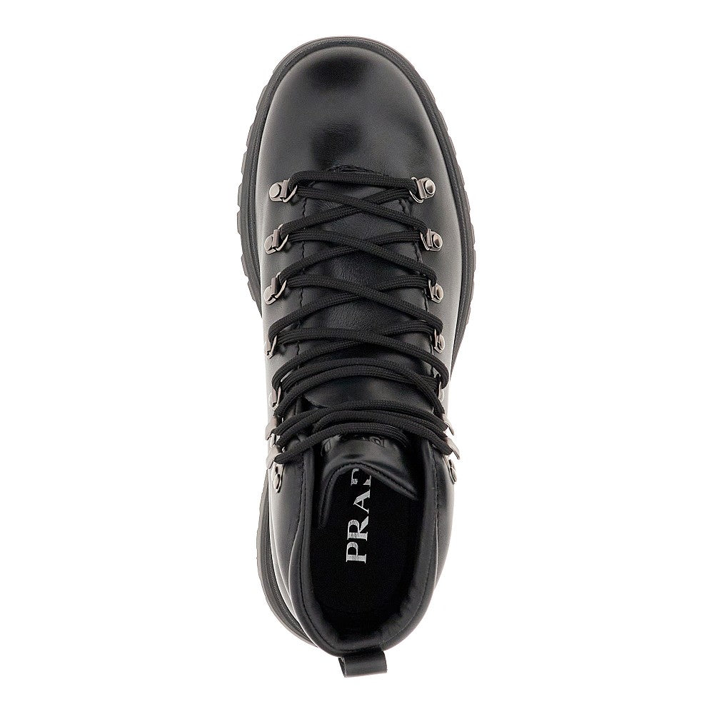 Lace-up leather ankle boots
