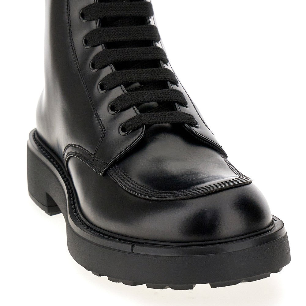 Spazzolato leather laced ankle boots