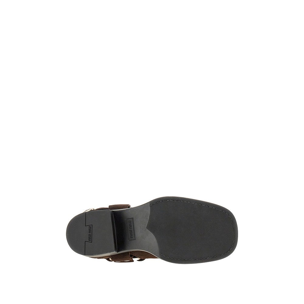 Vintage suede leather boots with buckles