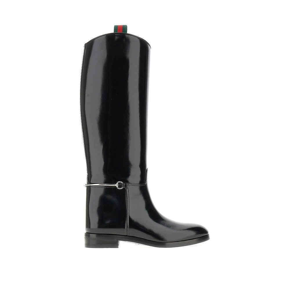 Brushed leather 'Horsebit' boots
