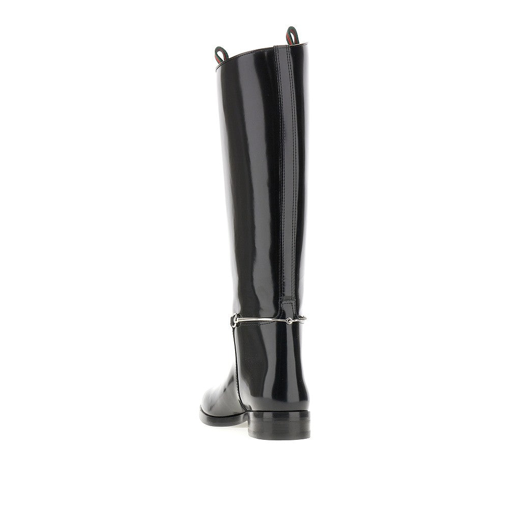 Brushed leather 'Horsebit' boots