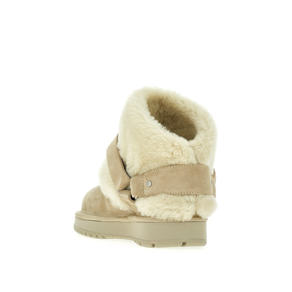 Suede leather ankle boots with fur