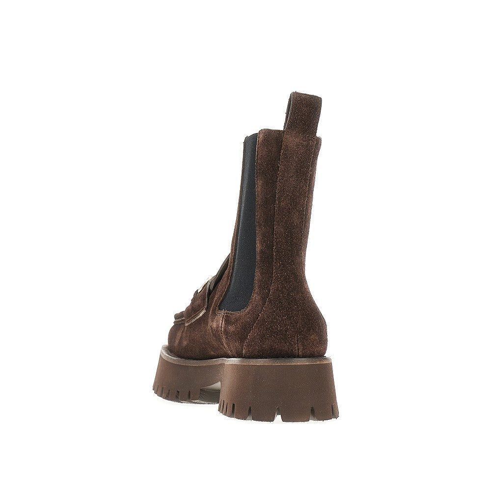 Suede leather ankle boots with Horsebit