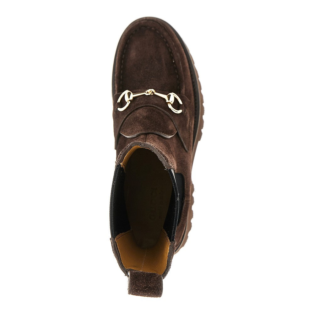 Suede leather ankle boots with Horsebit
