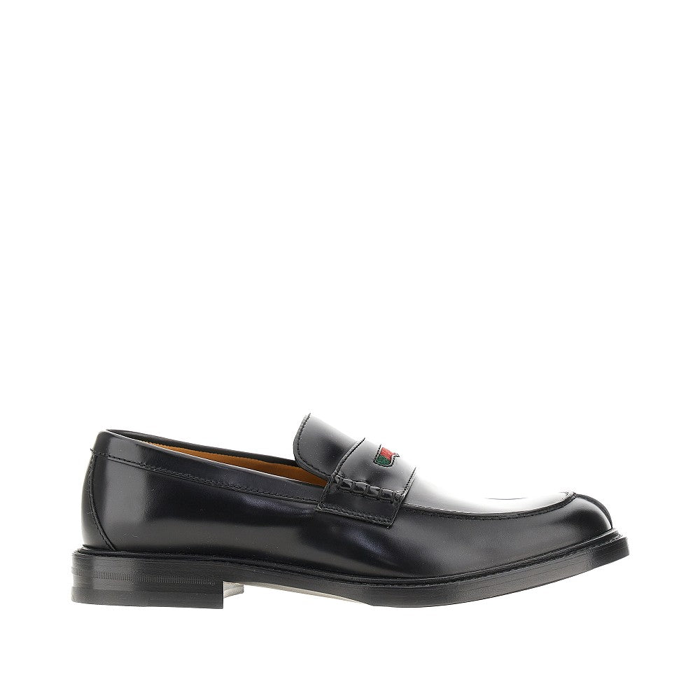 Leather loafers with Web detail