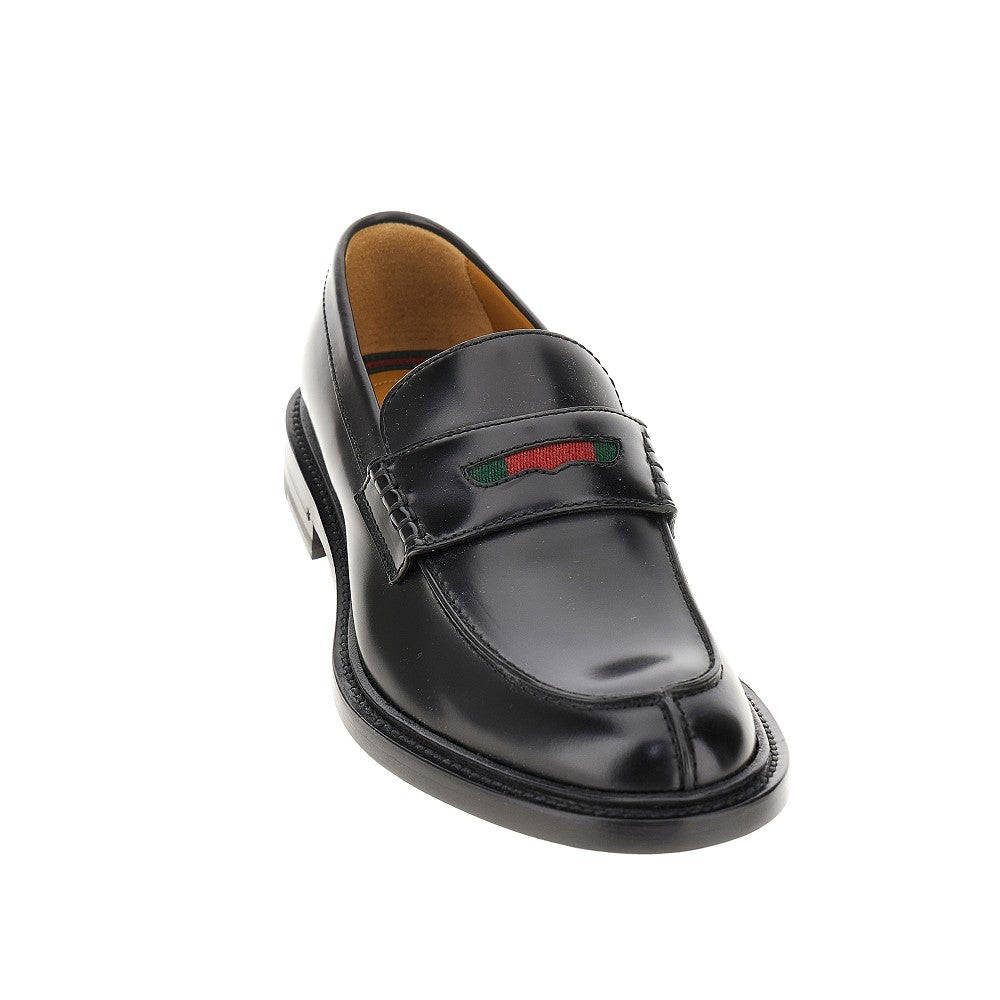 Leather loafers with Web detail