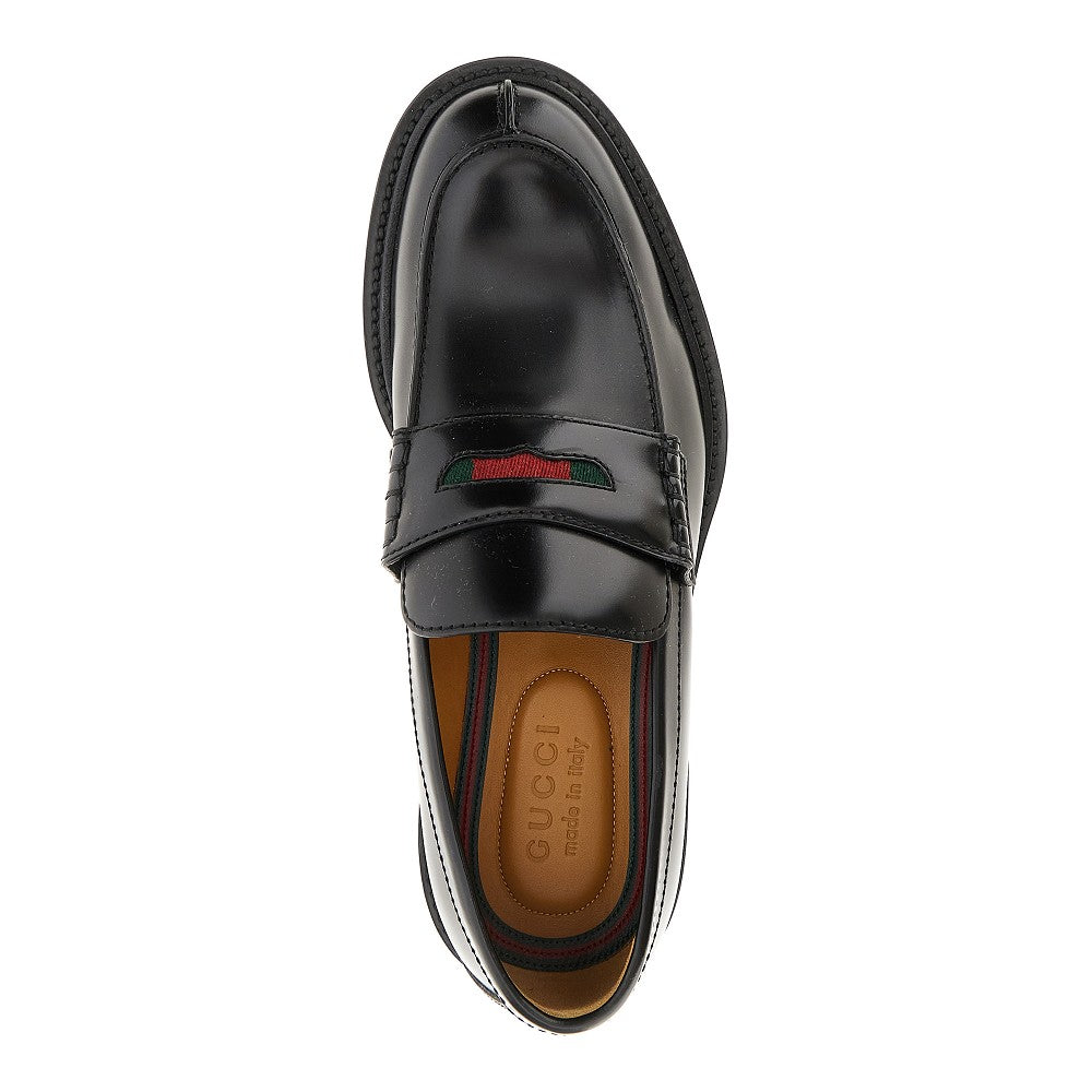 Leather loafers with Web detail