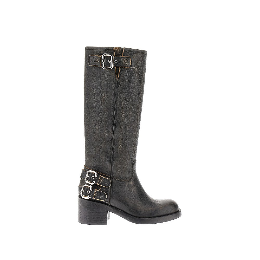 'Dakota' grained leather boots