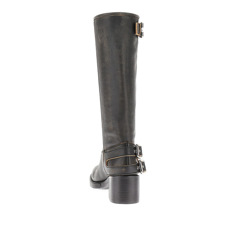 'Dakota' grained leather boots
