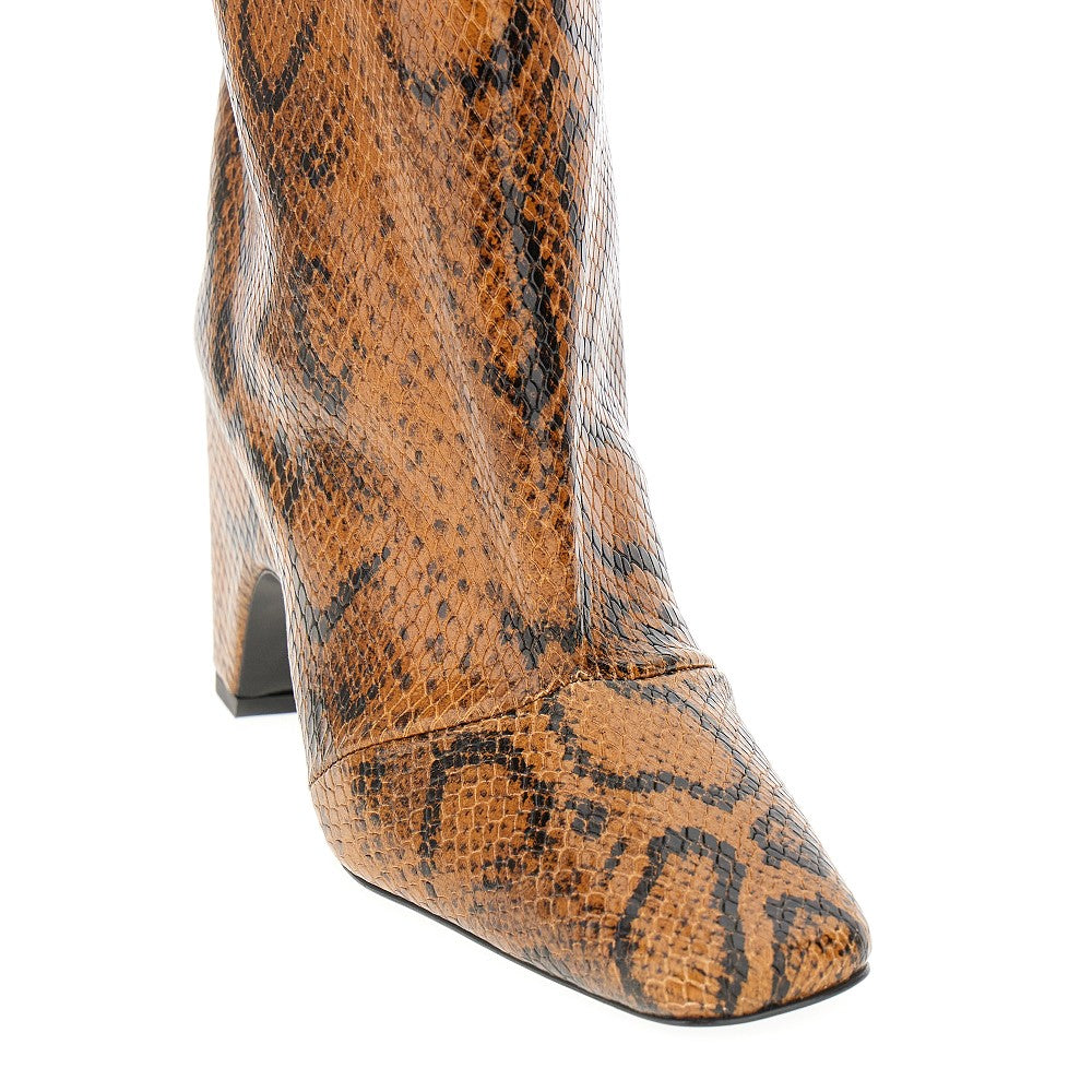 Snake-print leather 'Bridge' boots
