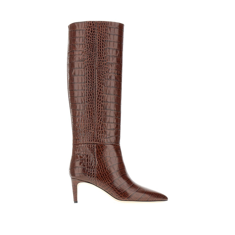 Croco-embossed leather boots