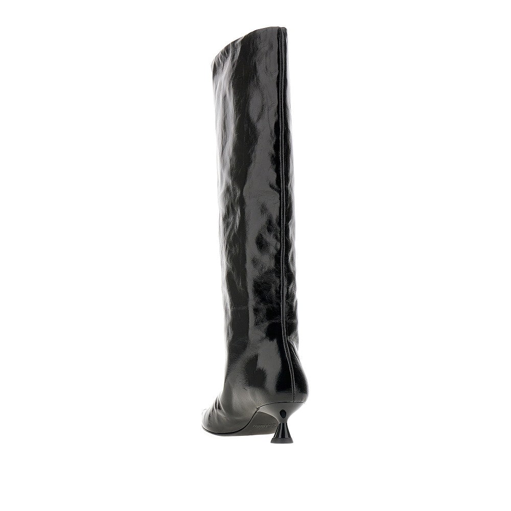 Faux leather pointed toe boots