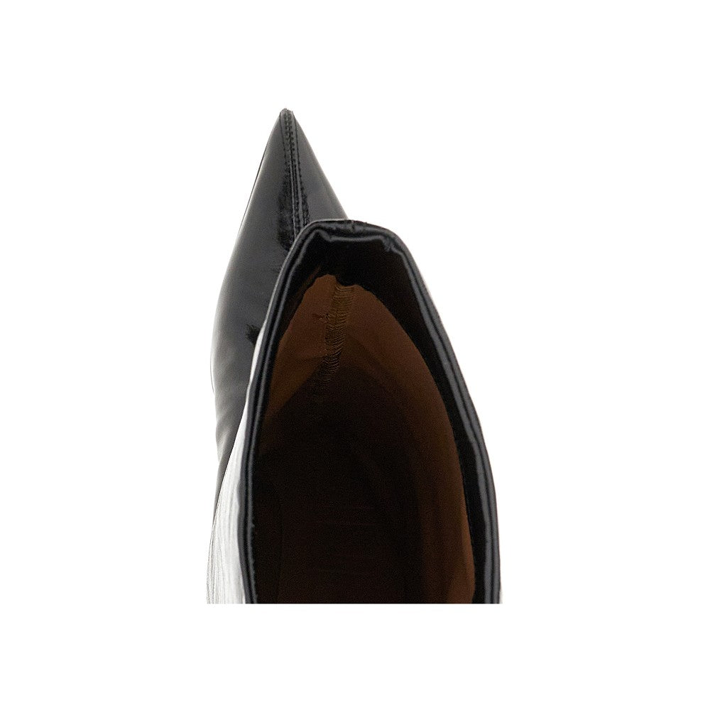 Faux leather pointed toe boots