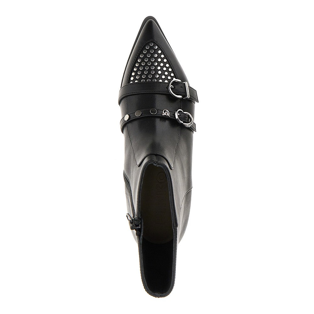 Leather boots with studs and straps