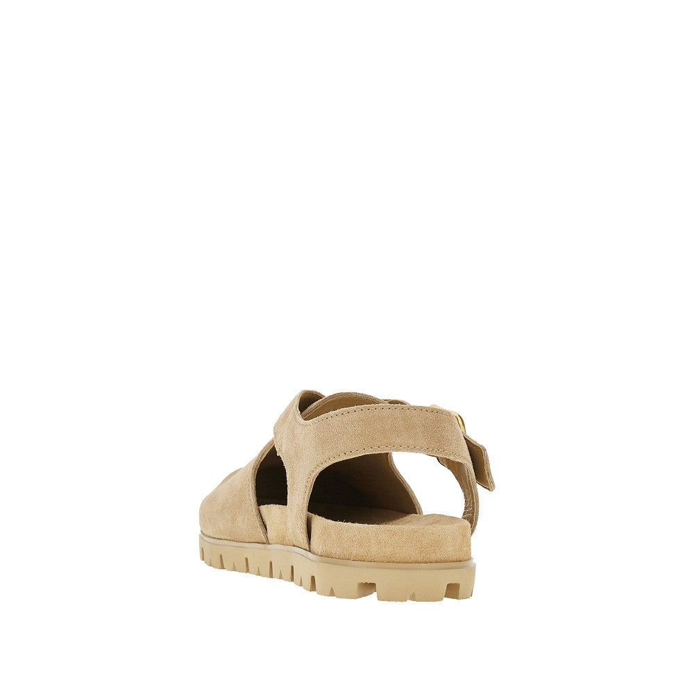 Sandali in pelle scamosciata con logo