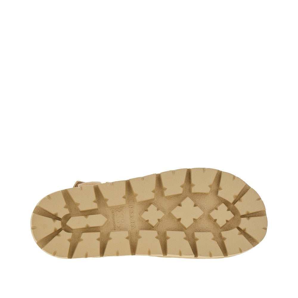 Suede leather sandals with triangle logo
