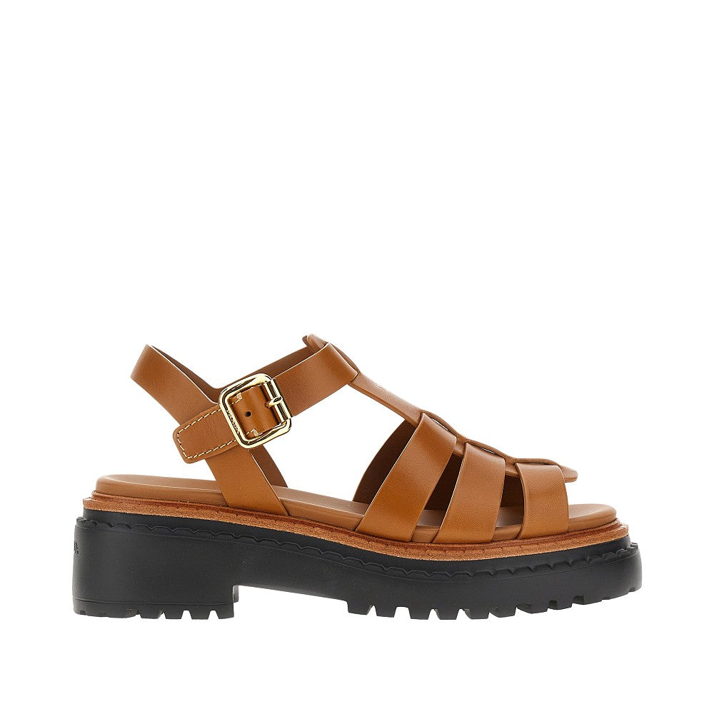 Sandali in pelle con suola carrarmato