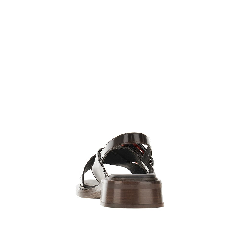 Smocky brushed leather sandals