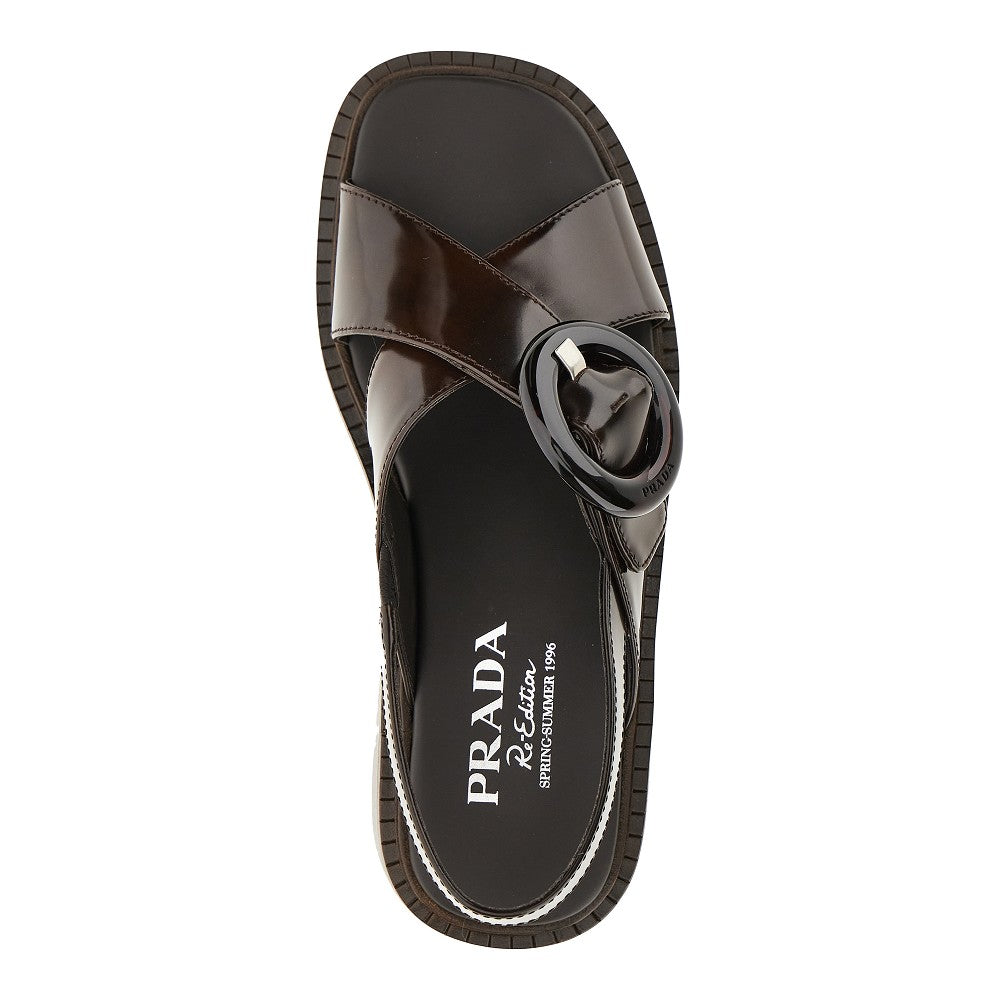 Sandali in pelle spazzolata fumé