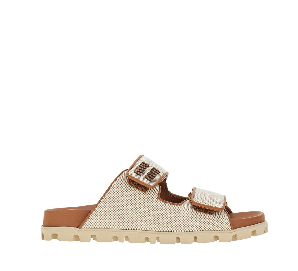 Canvas double-strap sandals